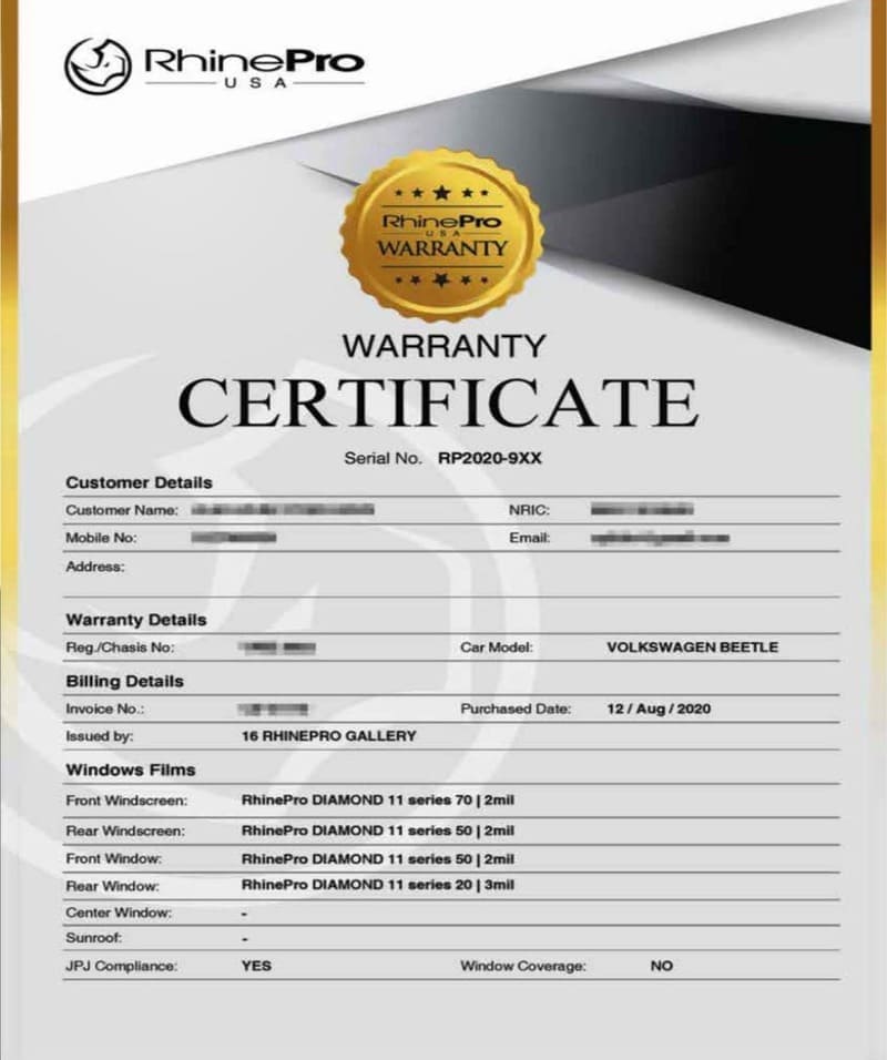 Diamond 11 Series Rhinepro Window Film Malaysia